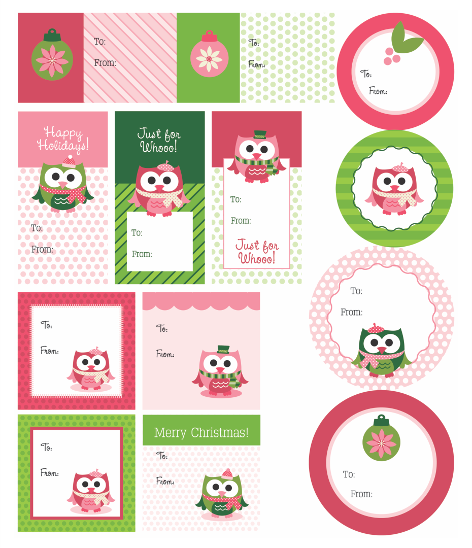 Cute Owl  Printable Christmas Gift Tags