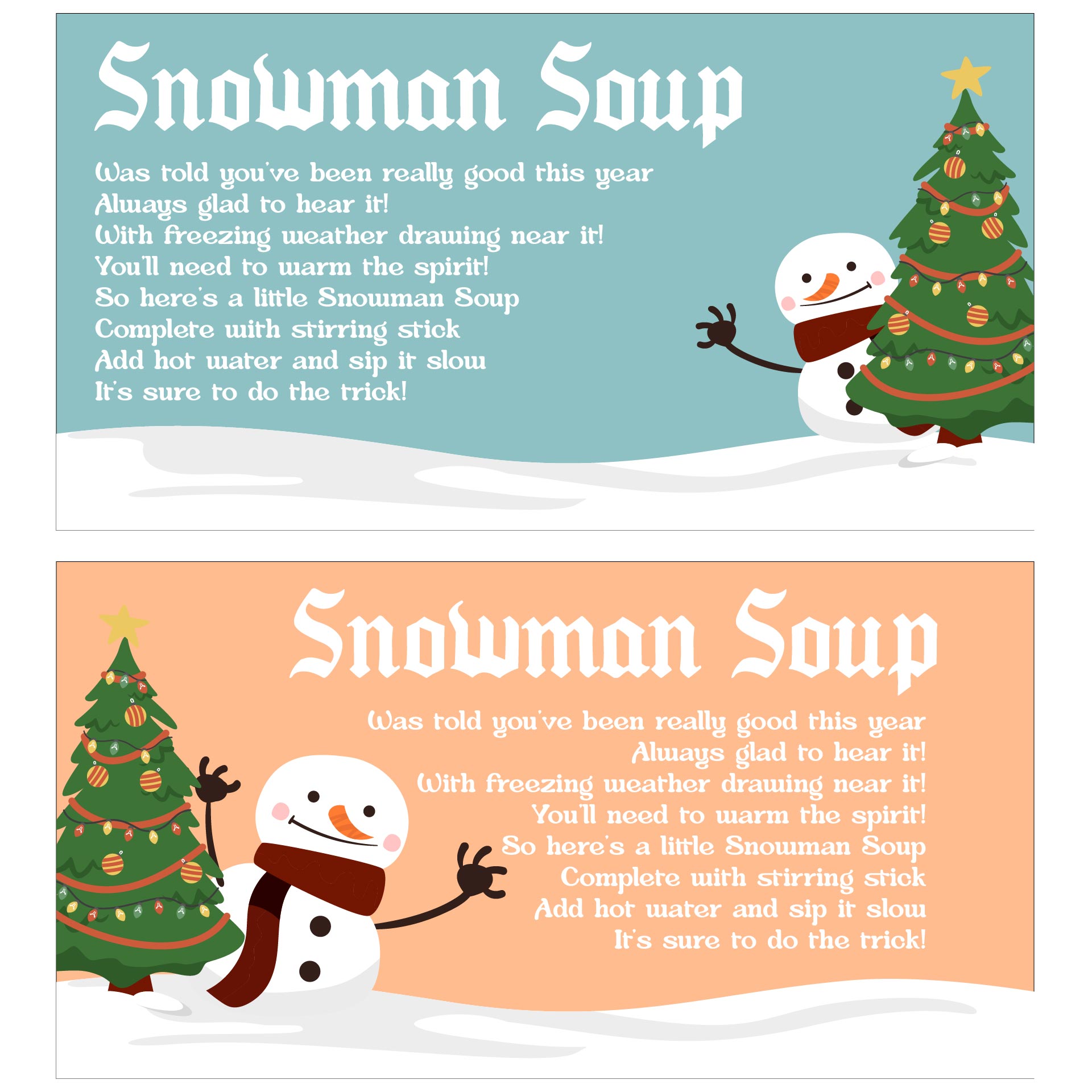 Printable Snowman Soup Labels