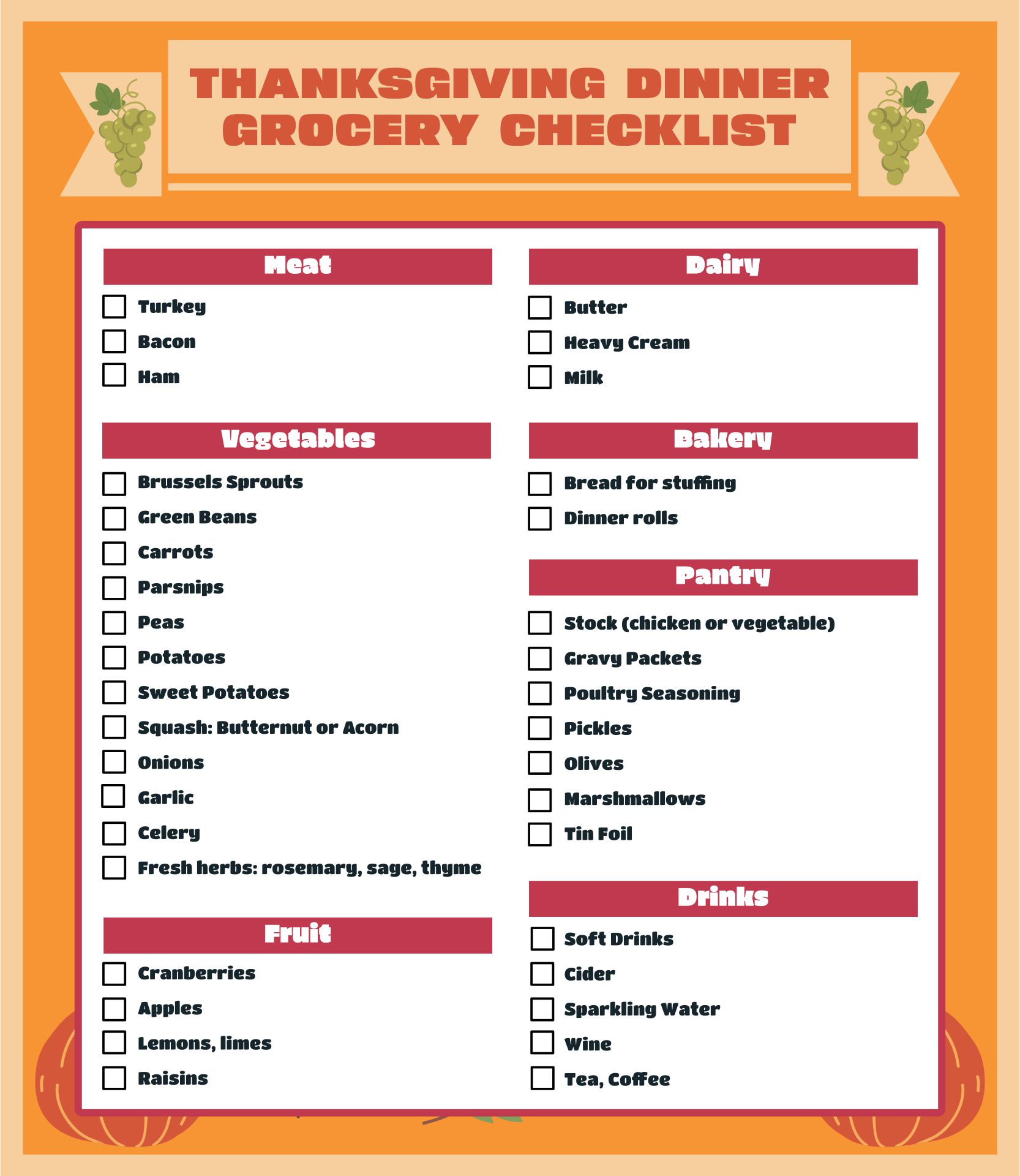 15 Best Thanksgiving Checklist Printables PDF for Free at Printablee