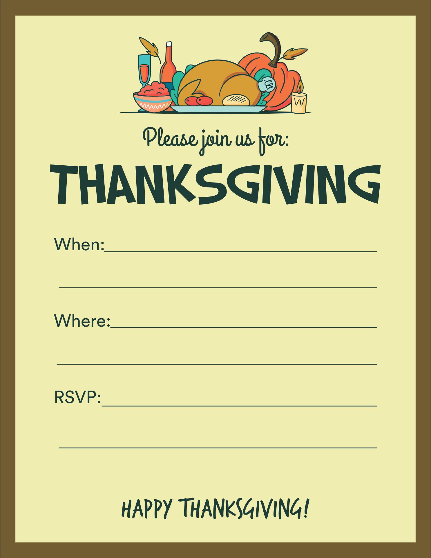 Thanksgiving Invitations Templates