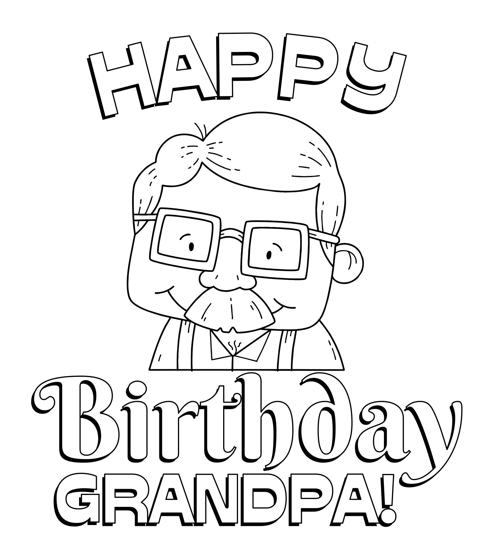 Happy Birthday Grandpa Coloring Card