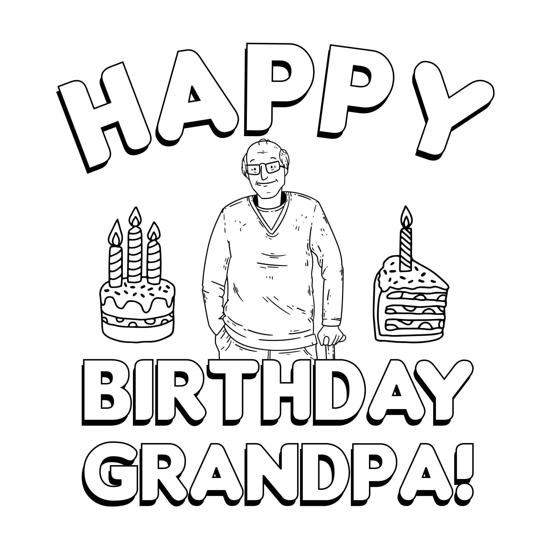 Happy Birthday Grandpa Coloring Pages Printable