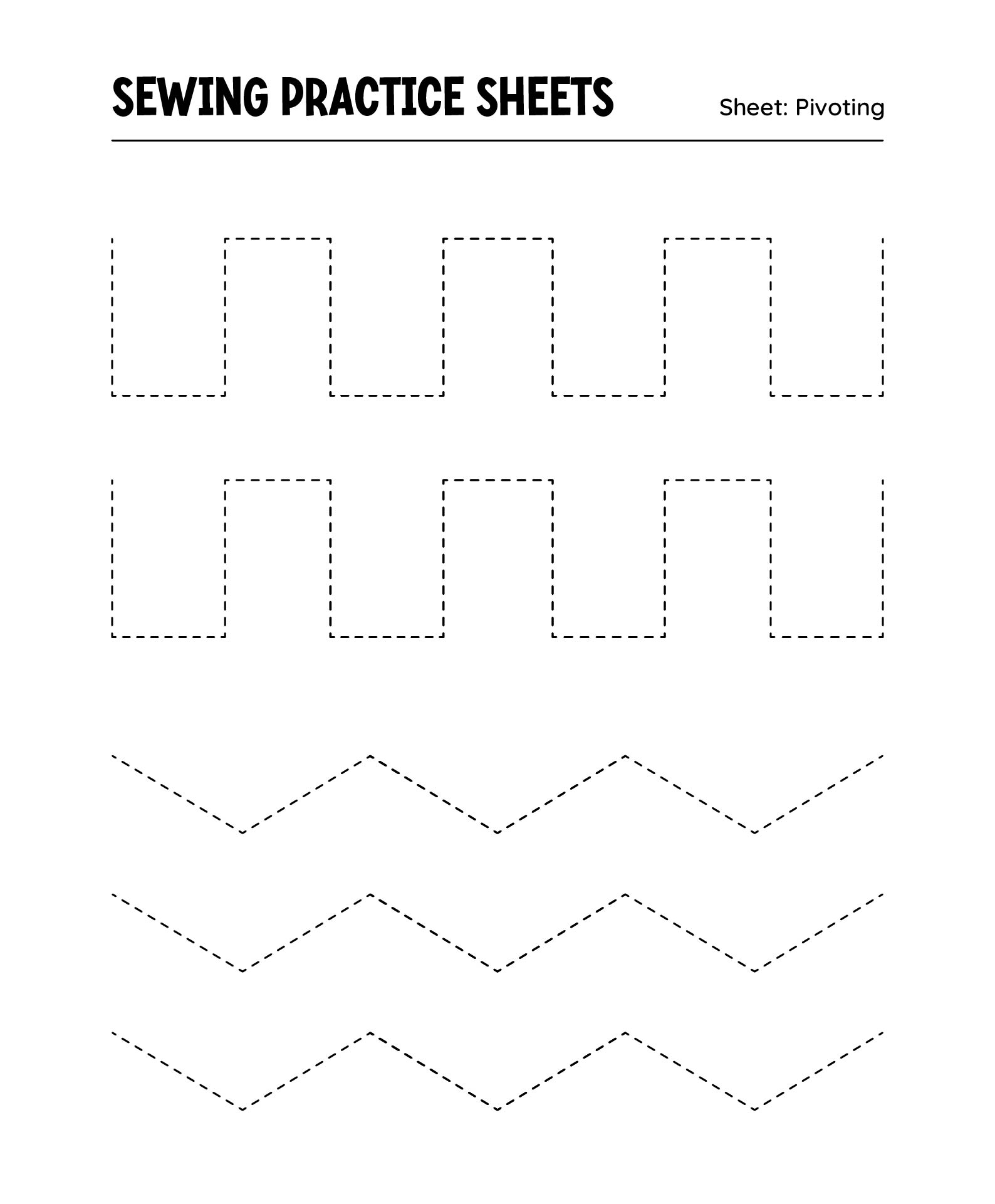 Machine Sewing Practice Sheets