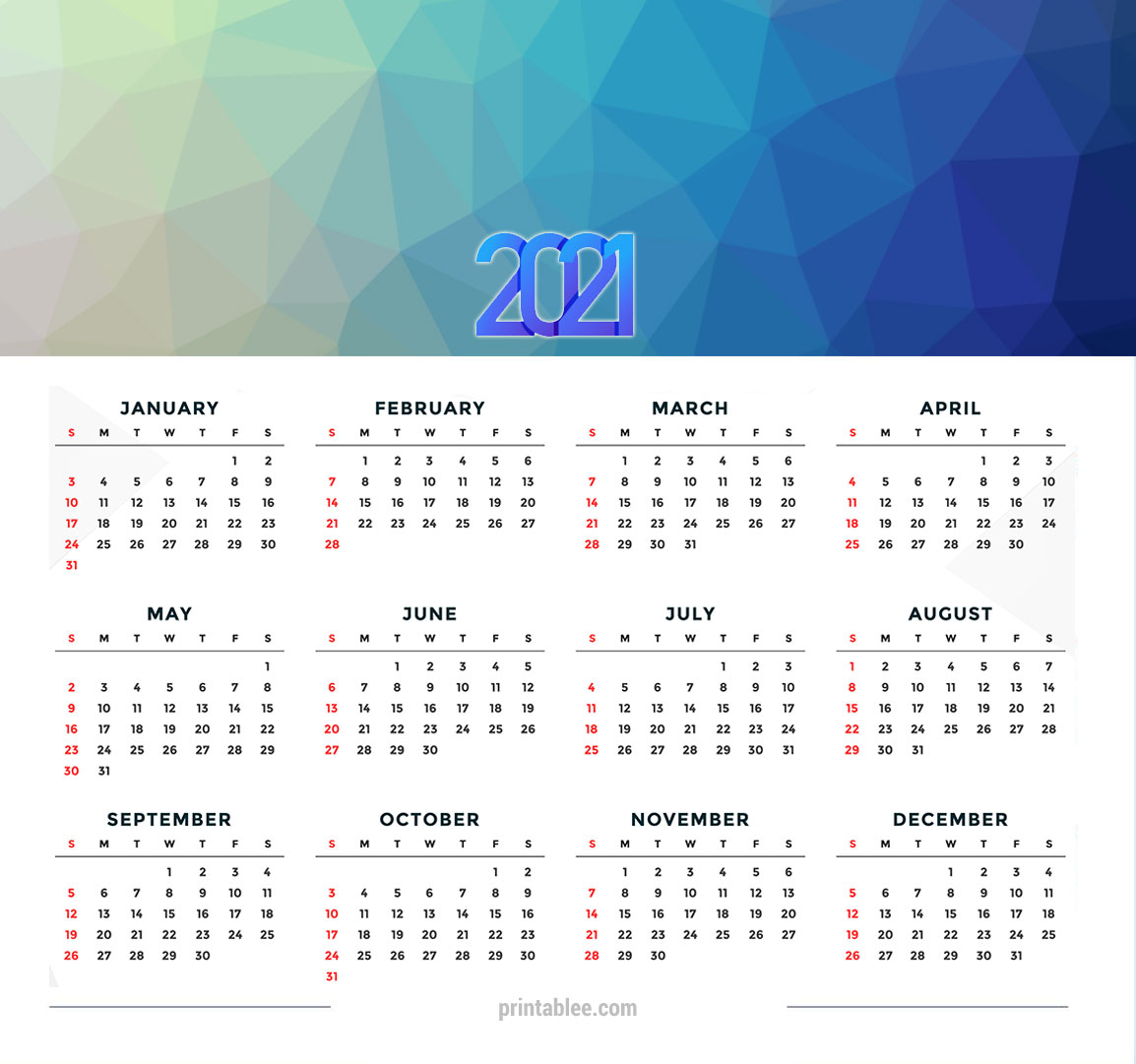 2021 Calendar Printable Free