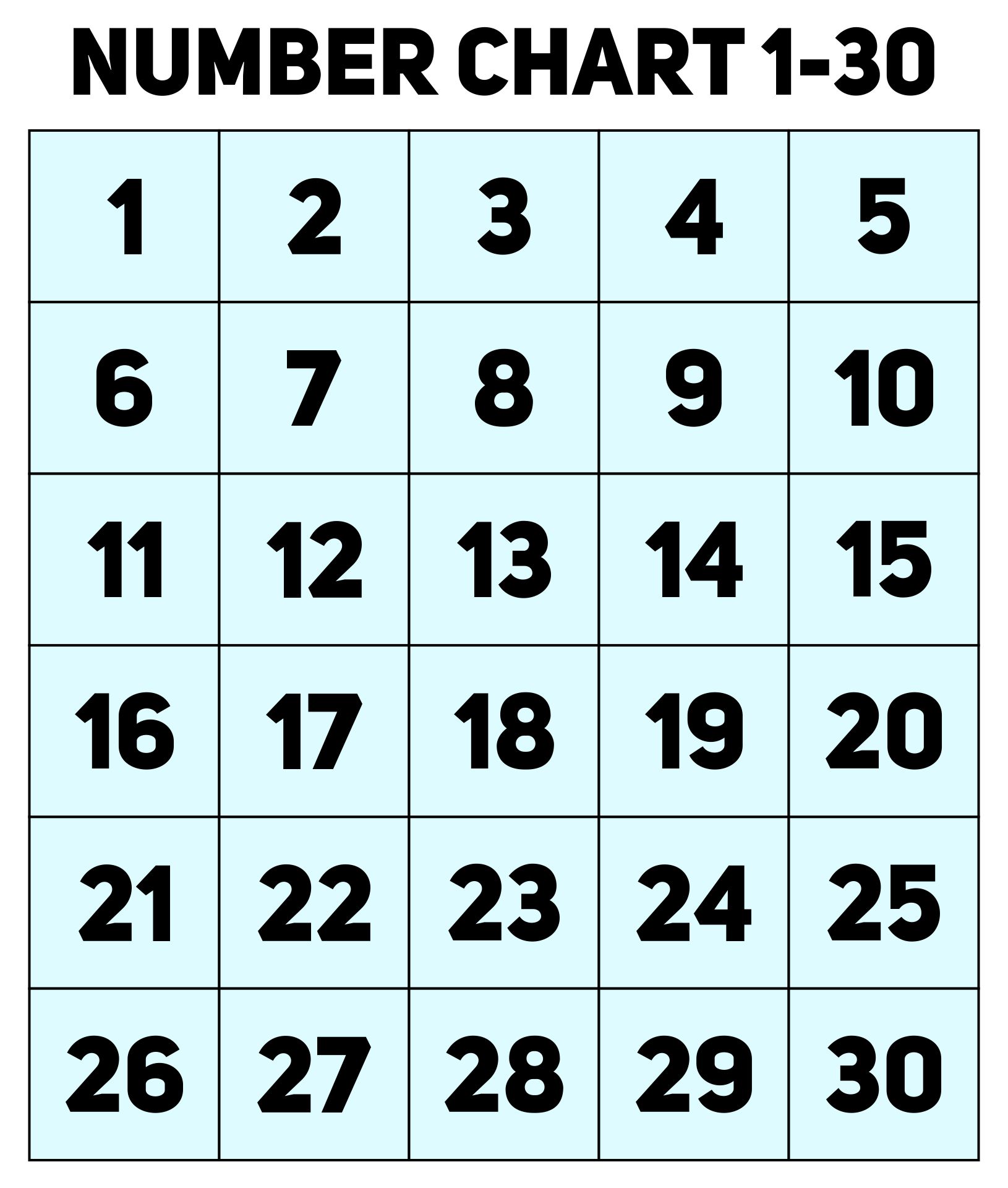 Printable Numbers 1-30 Template