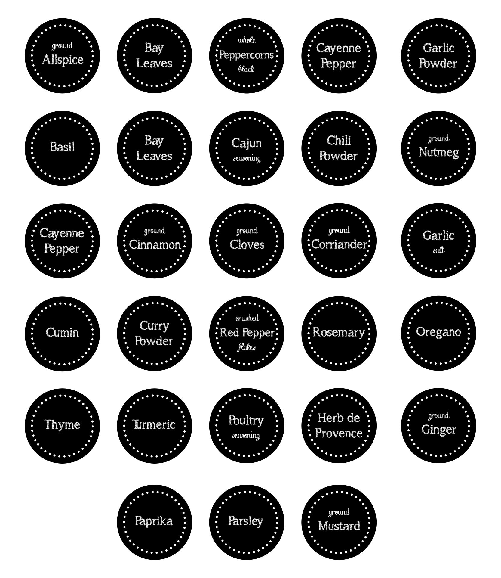 Spice and Herb Labels Printable Free