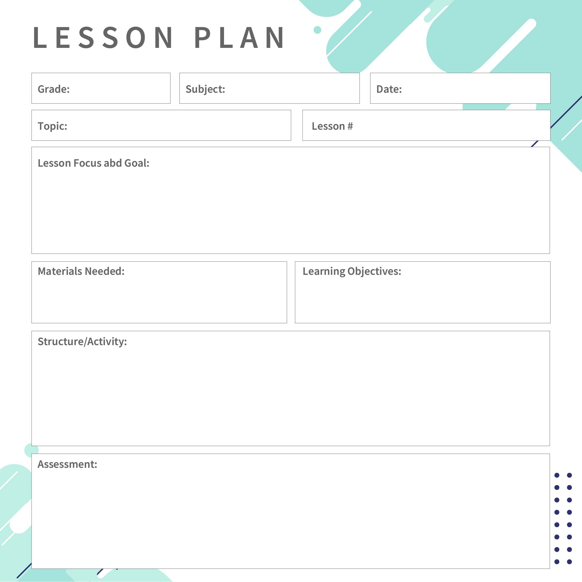 Teacher Lesson Planner Printable