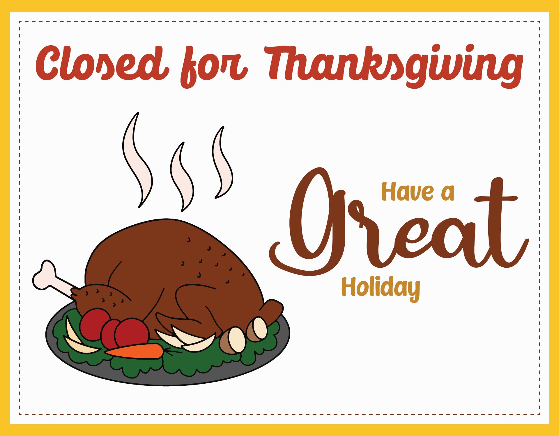 Thanksgiving Day Closed Signs