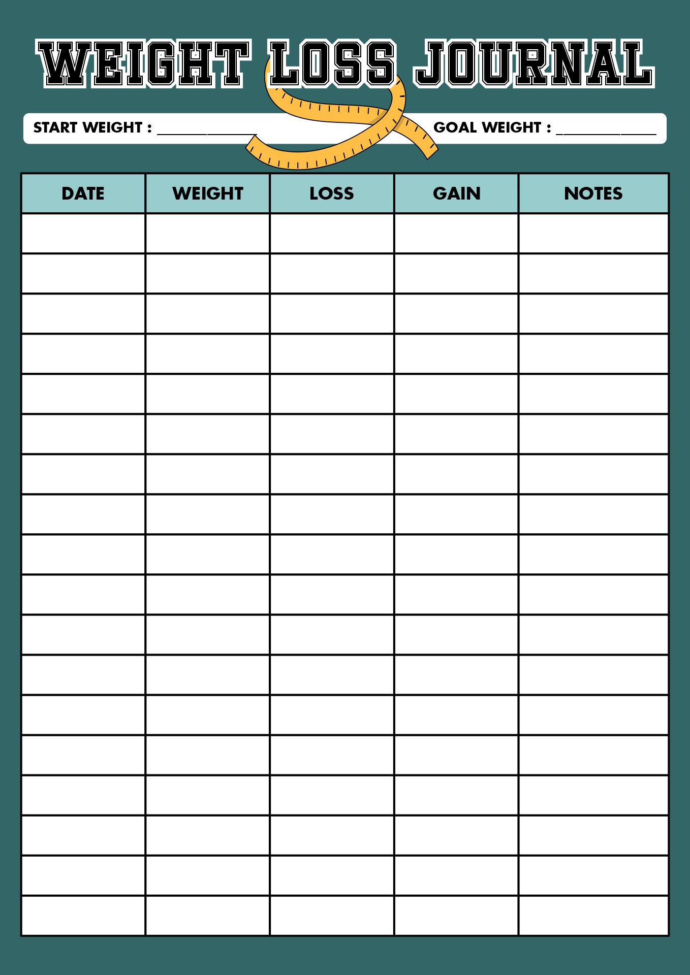 10 Best Printable Food Journal Template Weight Loss PDF For Free At