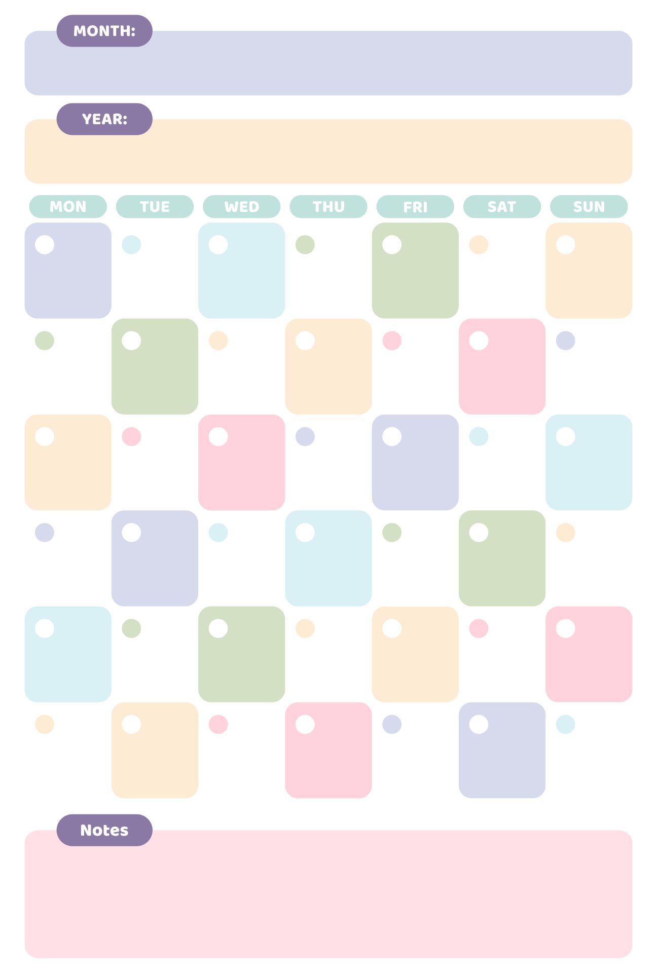 30-Day Blank Calendar Template