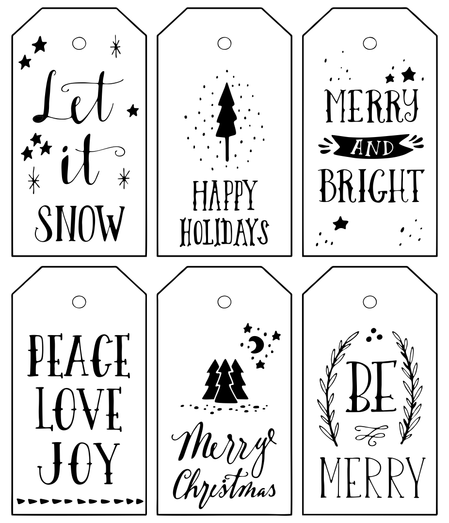 Printable Christmas Gift Tags Black and White