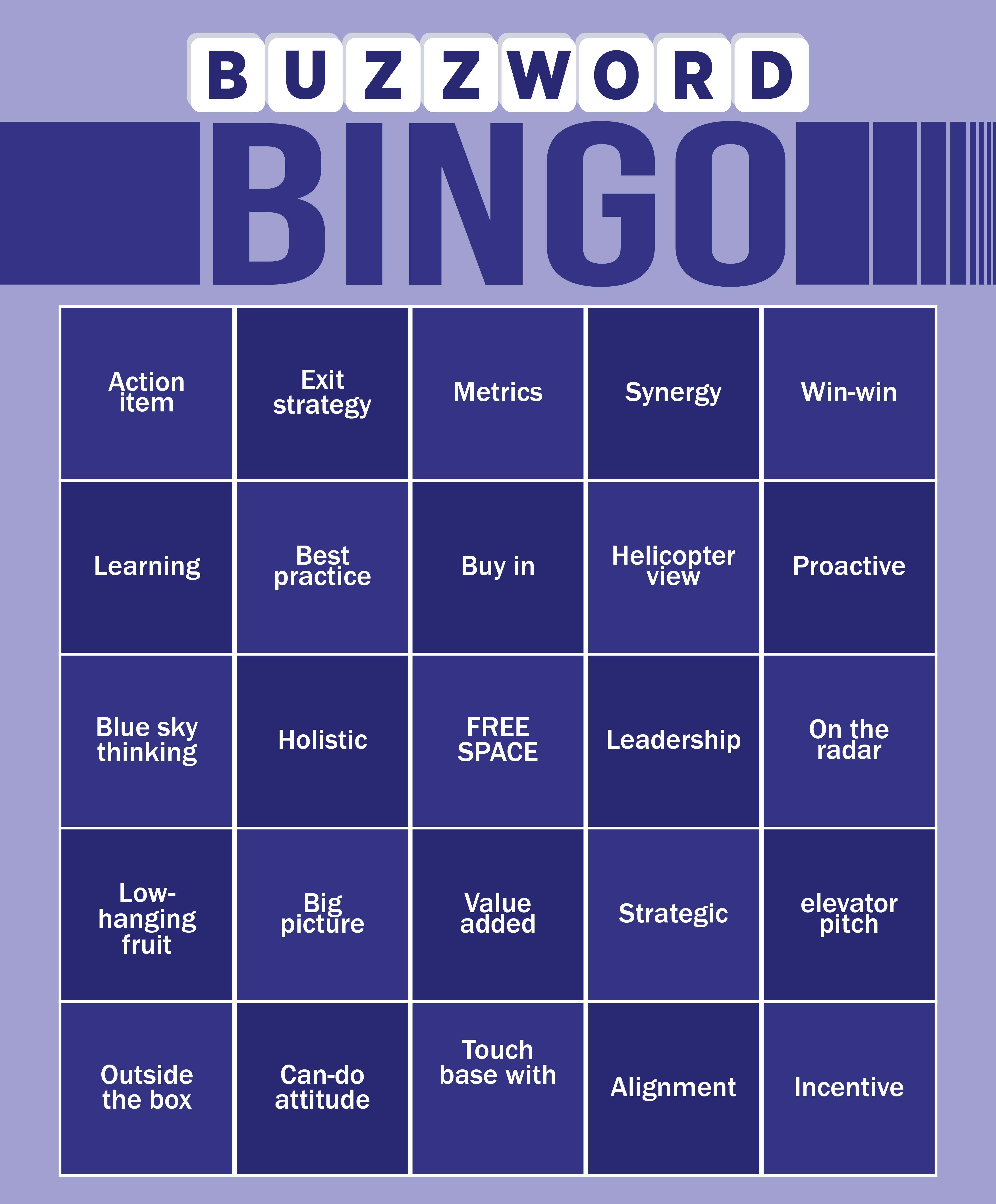 Buzzword Bingo Cards