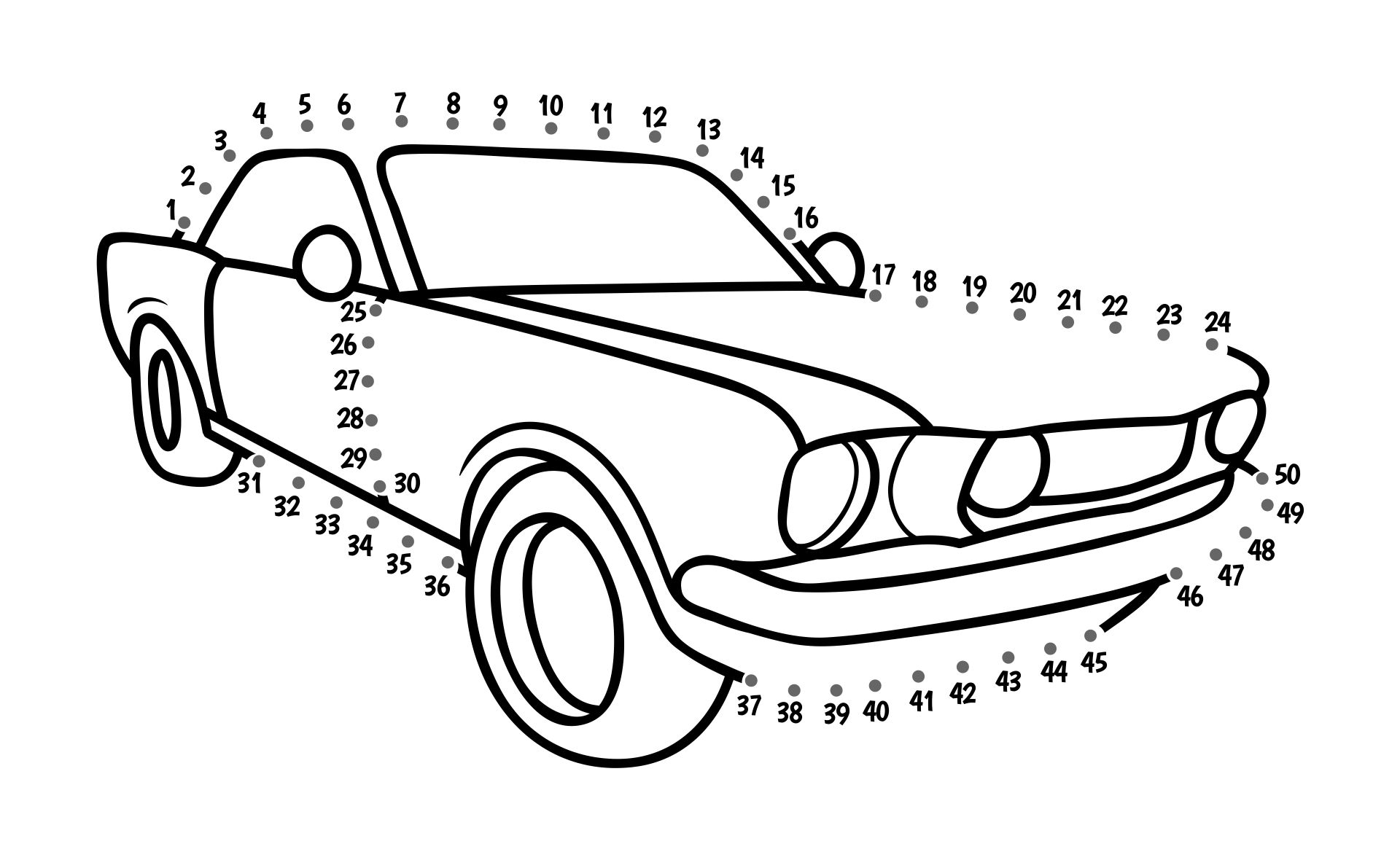Car Connect the Dots Coloring Pages