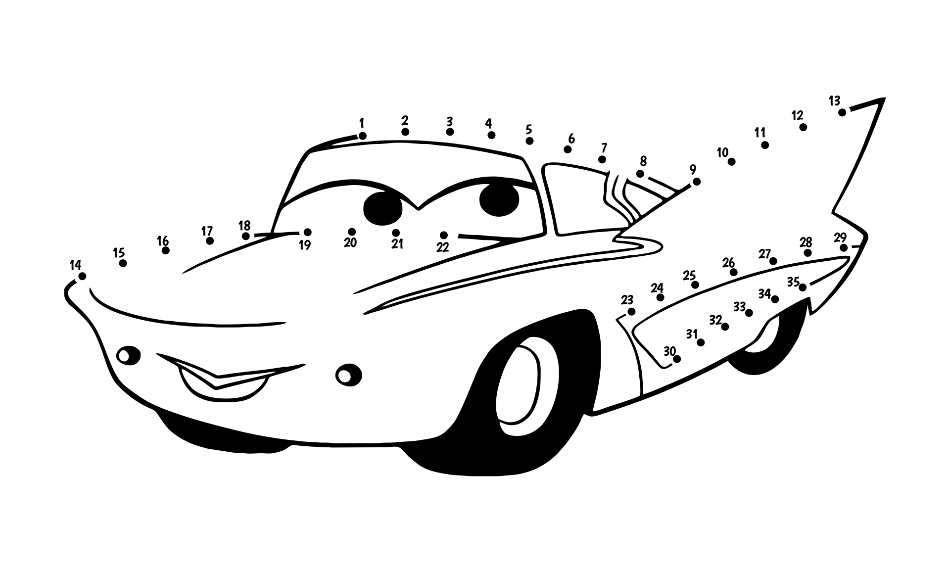 Car Connect the Dots Worksheets