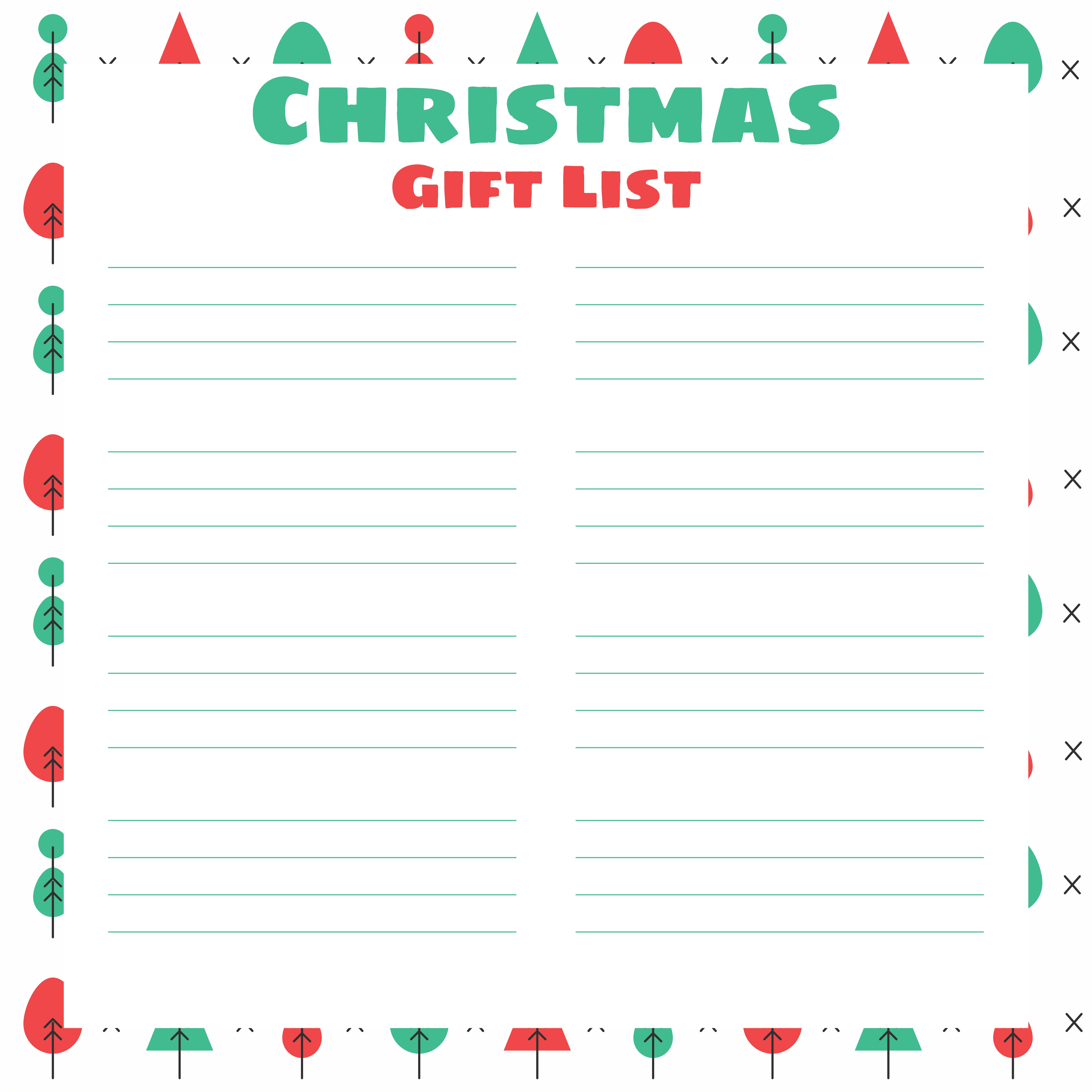Christmas Gift List Printable