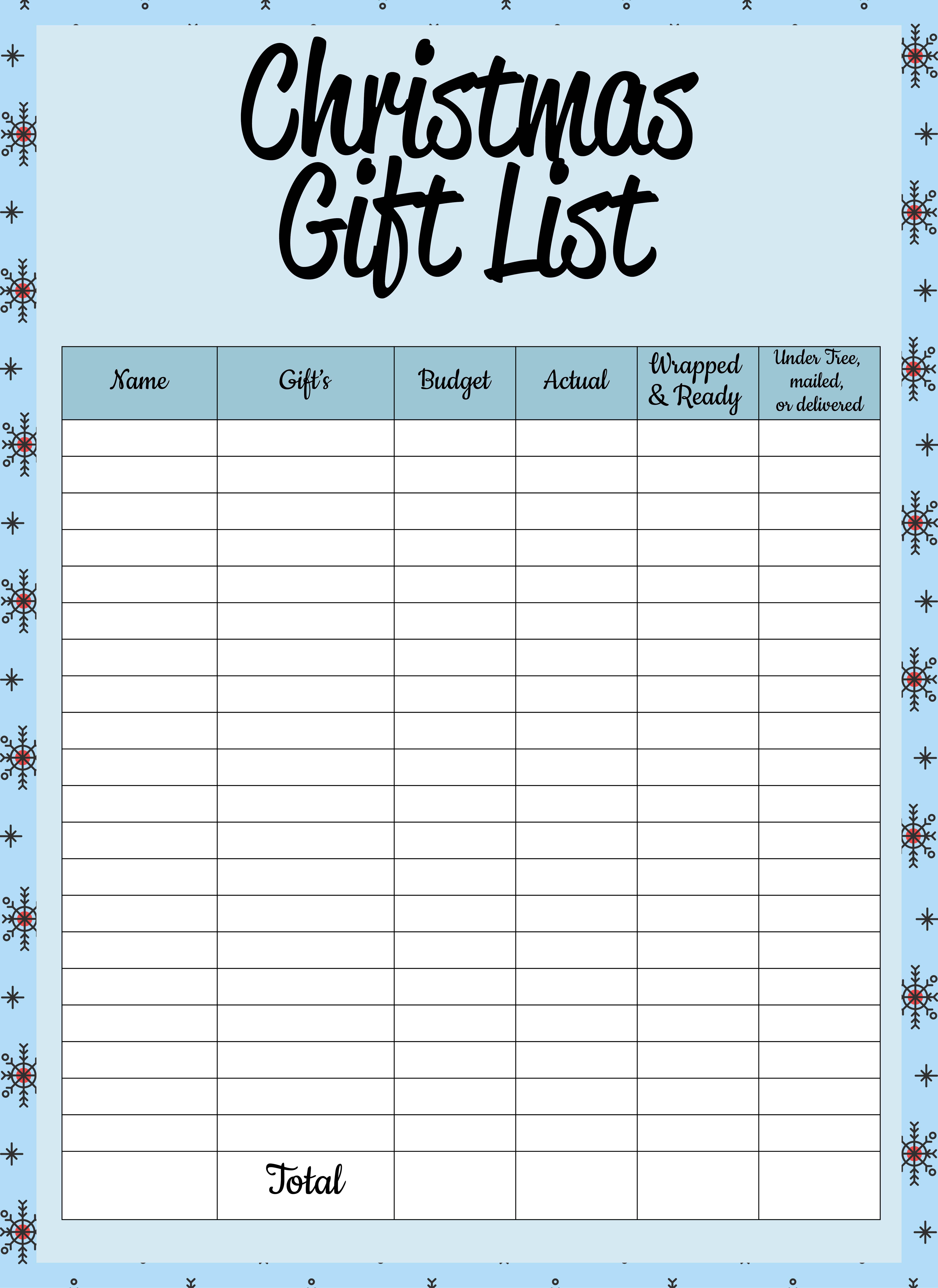 10 Best Printable Christmas Gift List PDF For Free At Printablee
