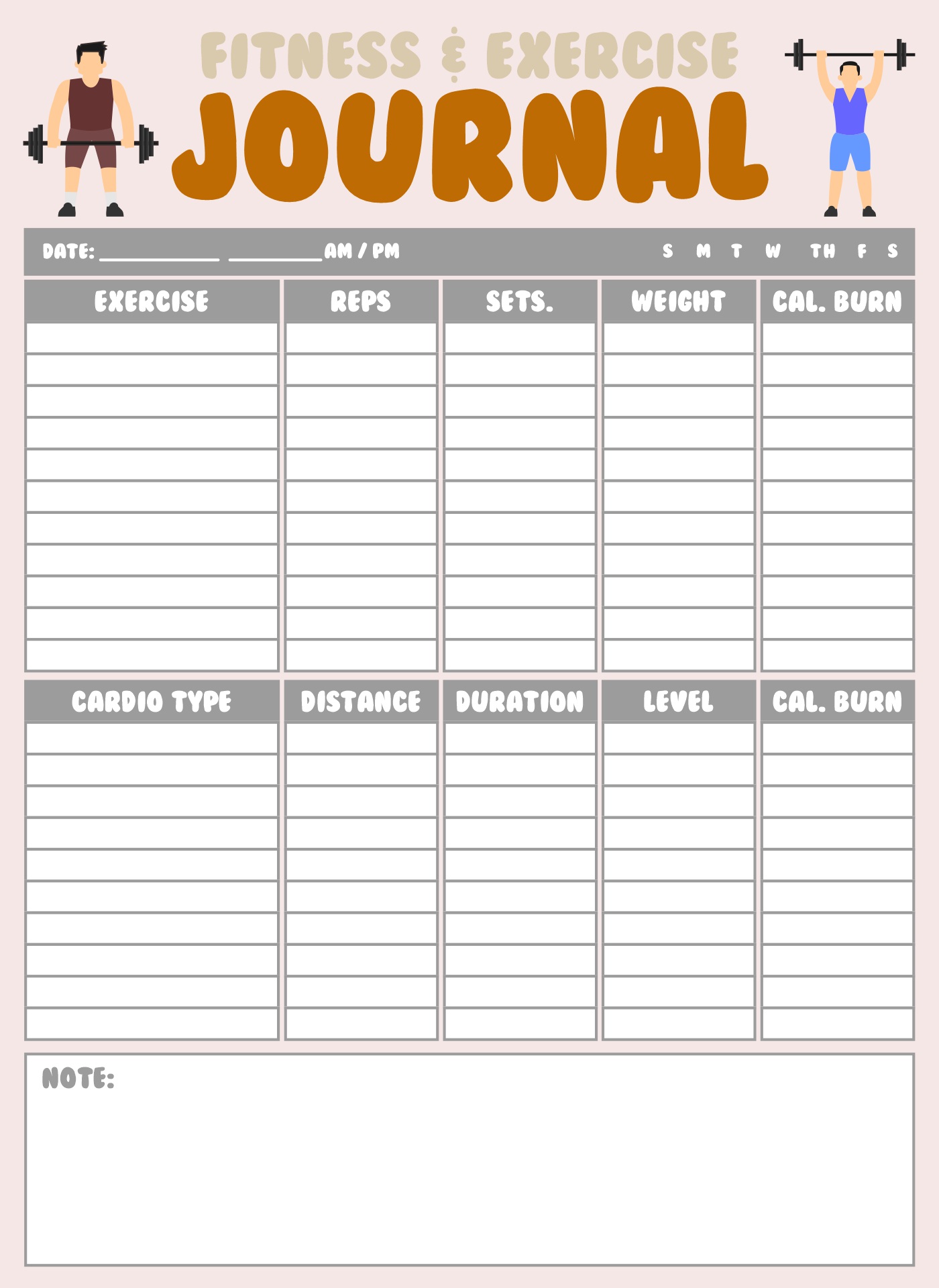 Downloadable Fitness Journal