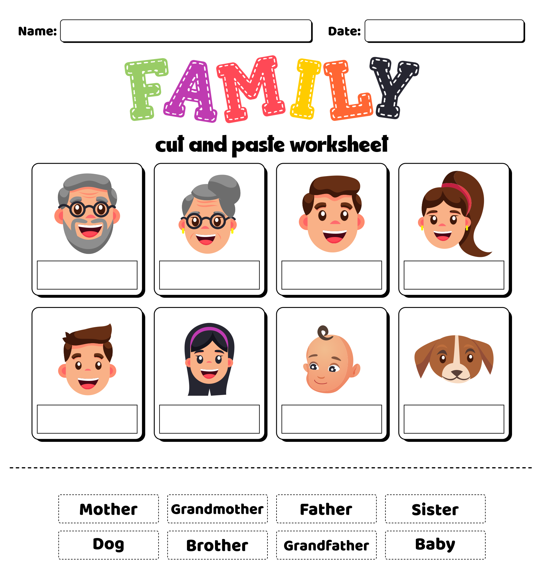 Family Cut and Paste Worksheet