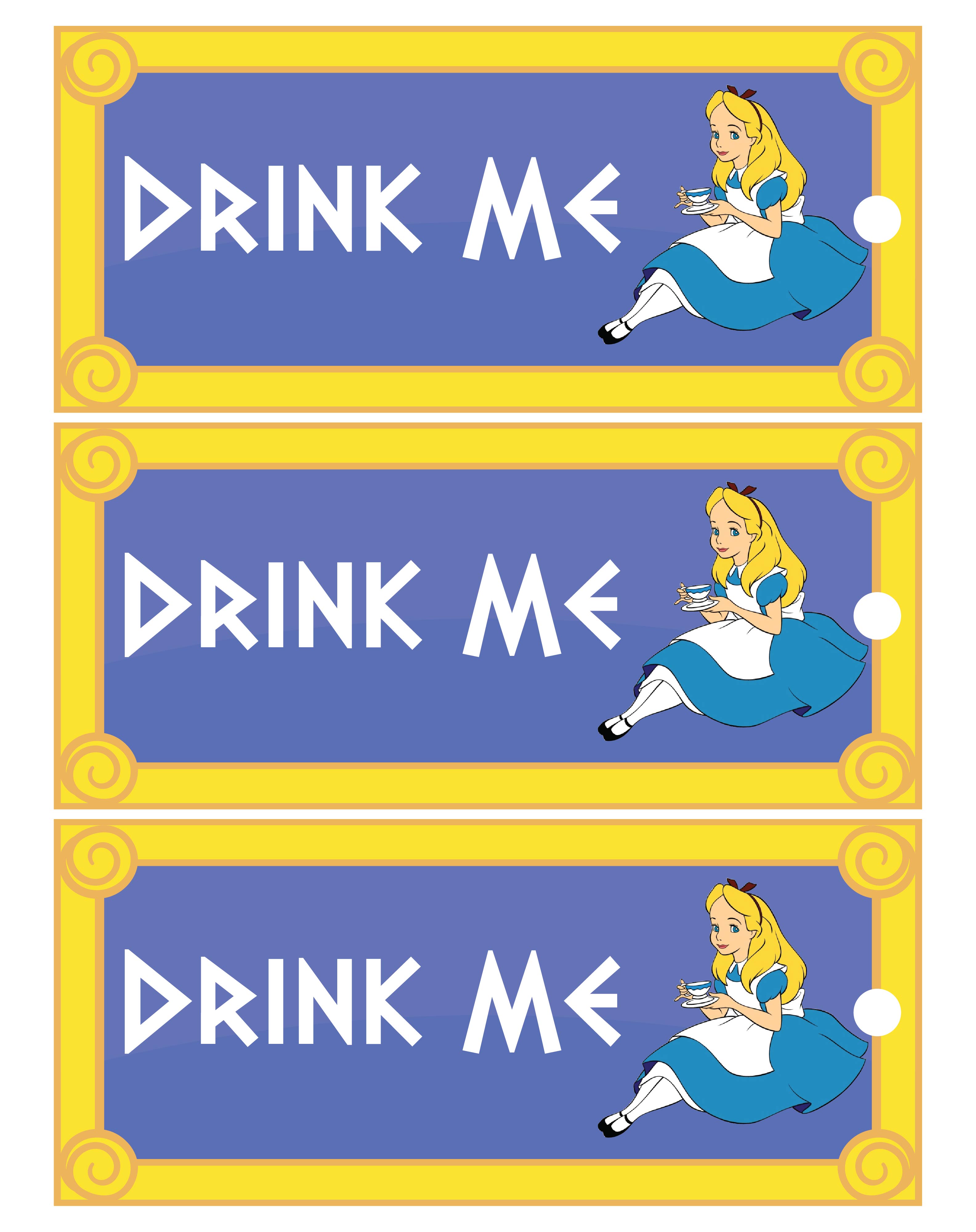 Alice In Wonderland Free Printable Drink Me Templates