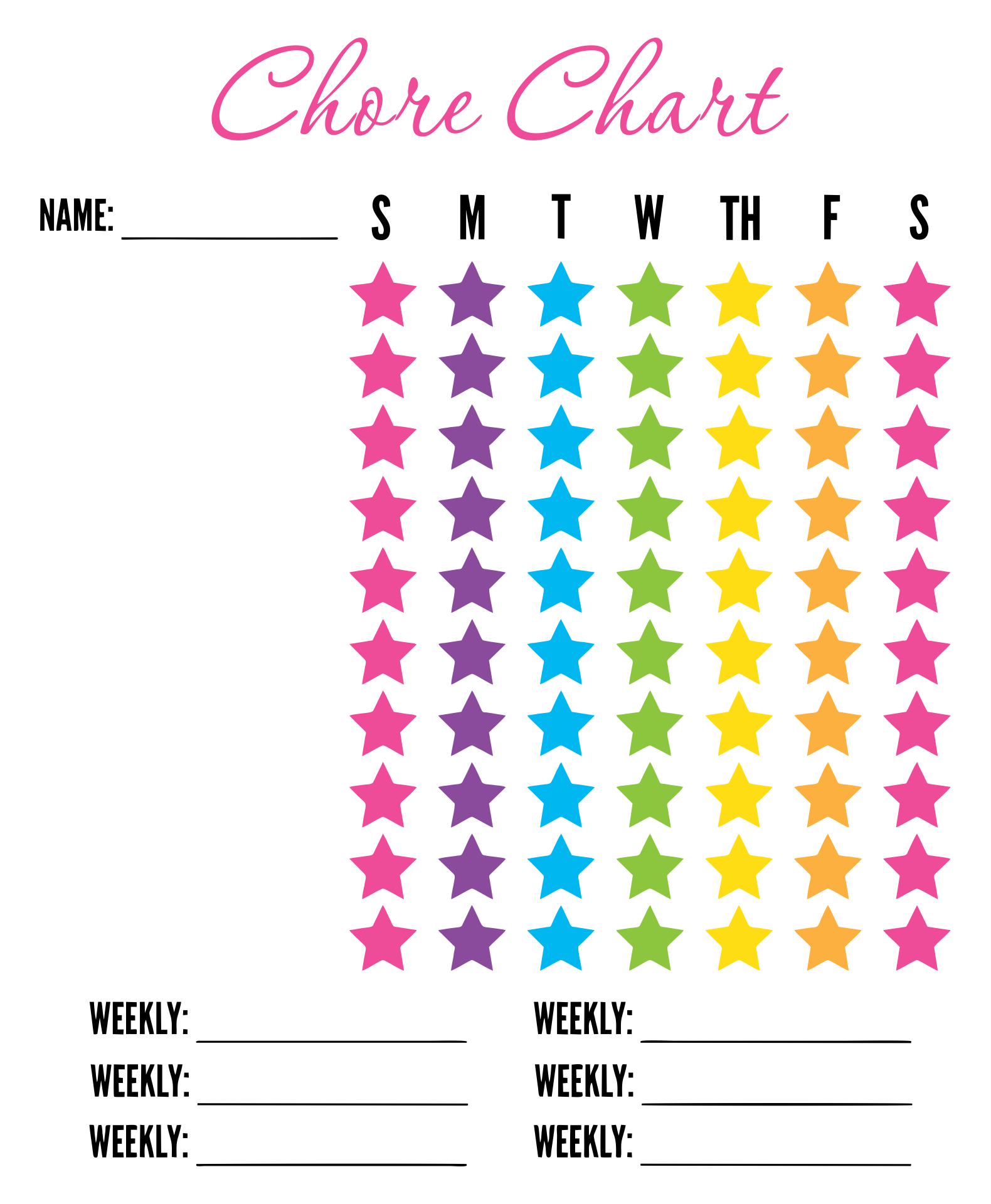 Printable Chore Chart Templates