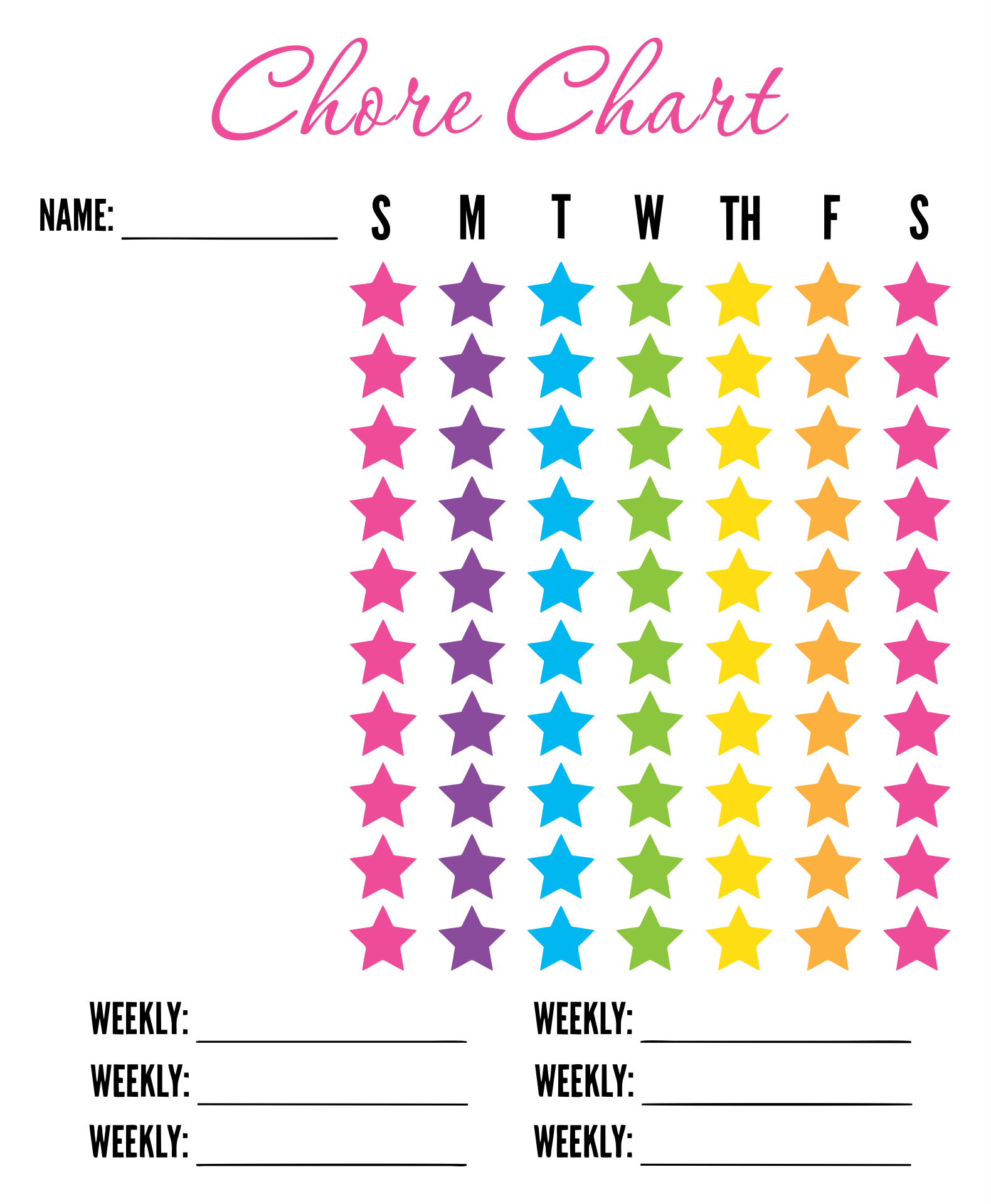  Printable Family Chore Charts