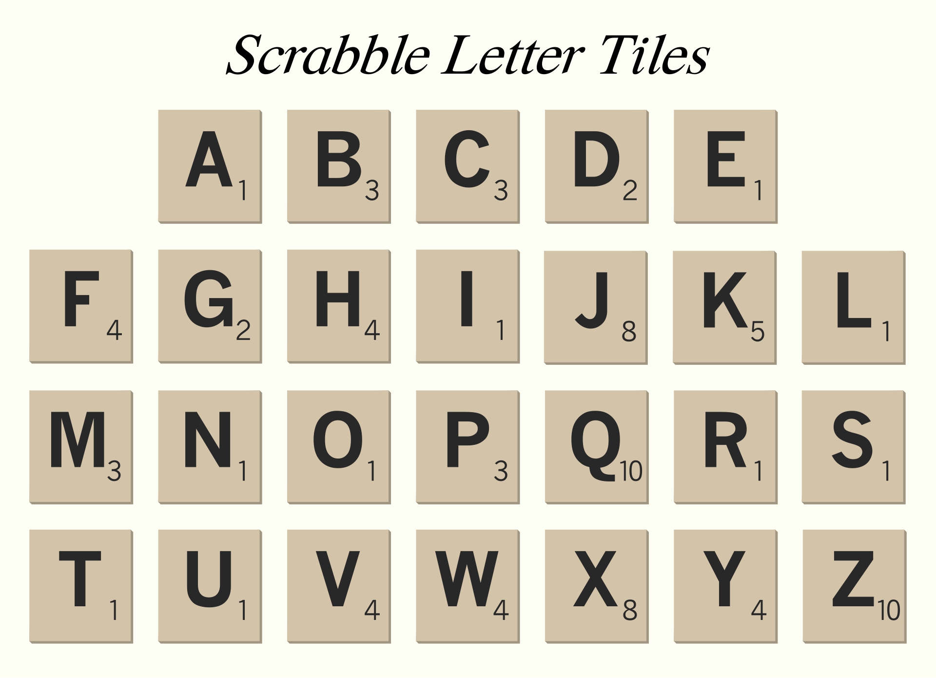 Printable Scrabble Letter Tiles