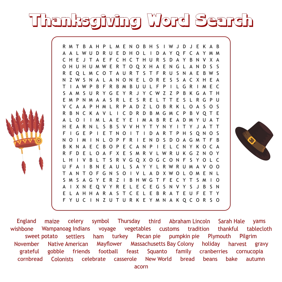  Thanksgiving Printable Word Finds