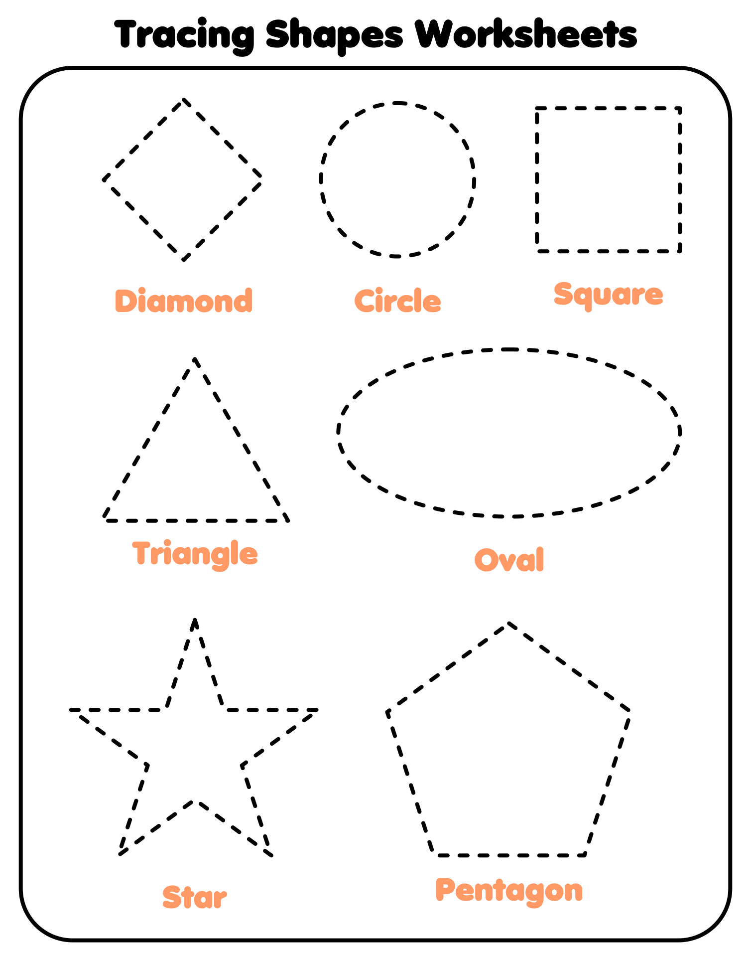 Printable Tracing Shapes Worksheets Preschool