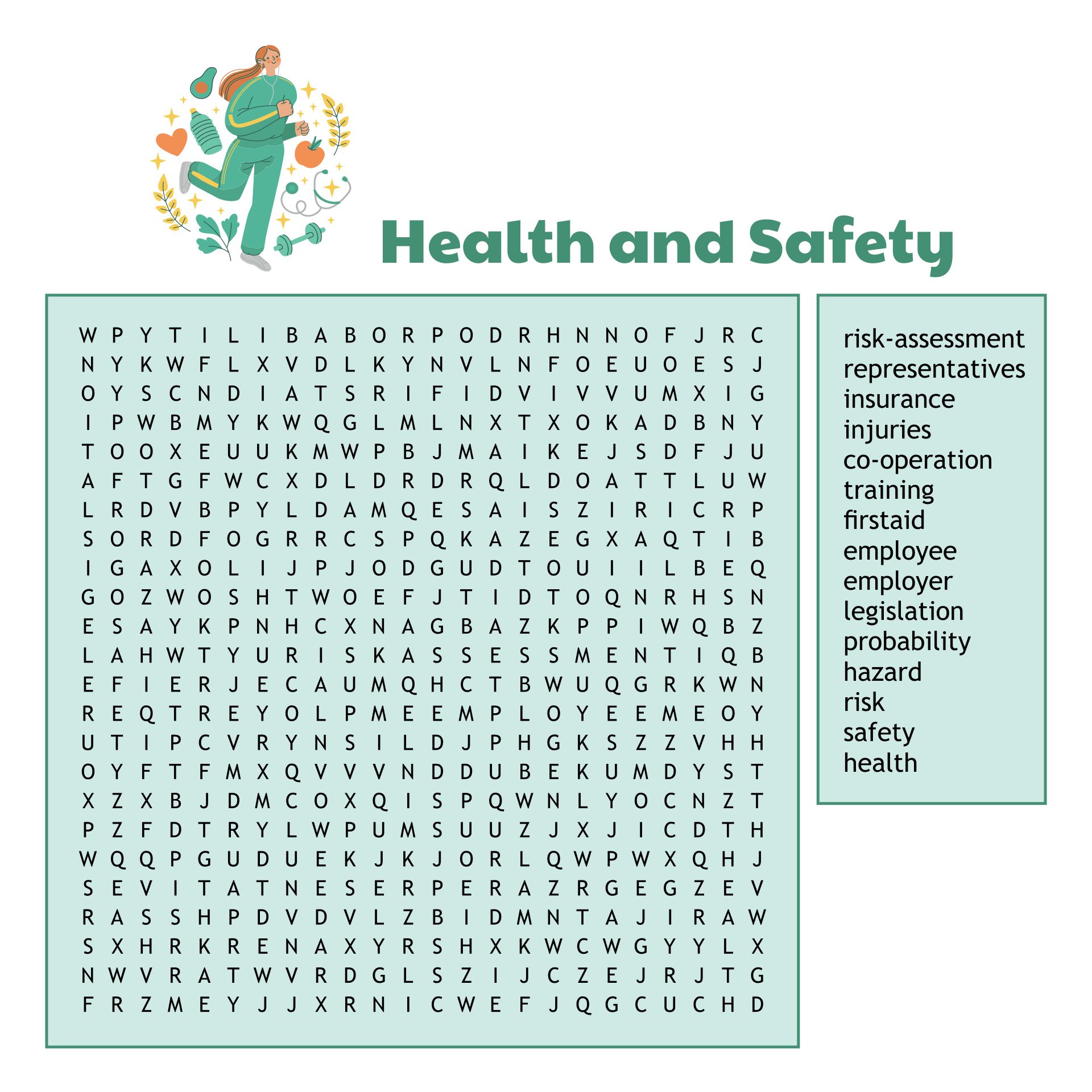 Health and Safety Word Search Printables