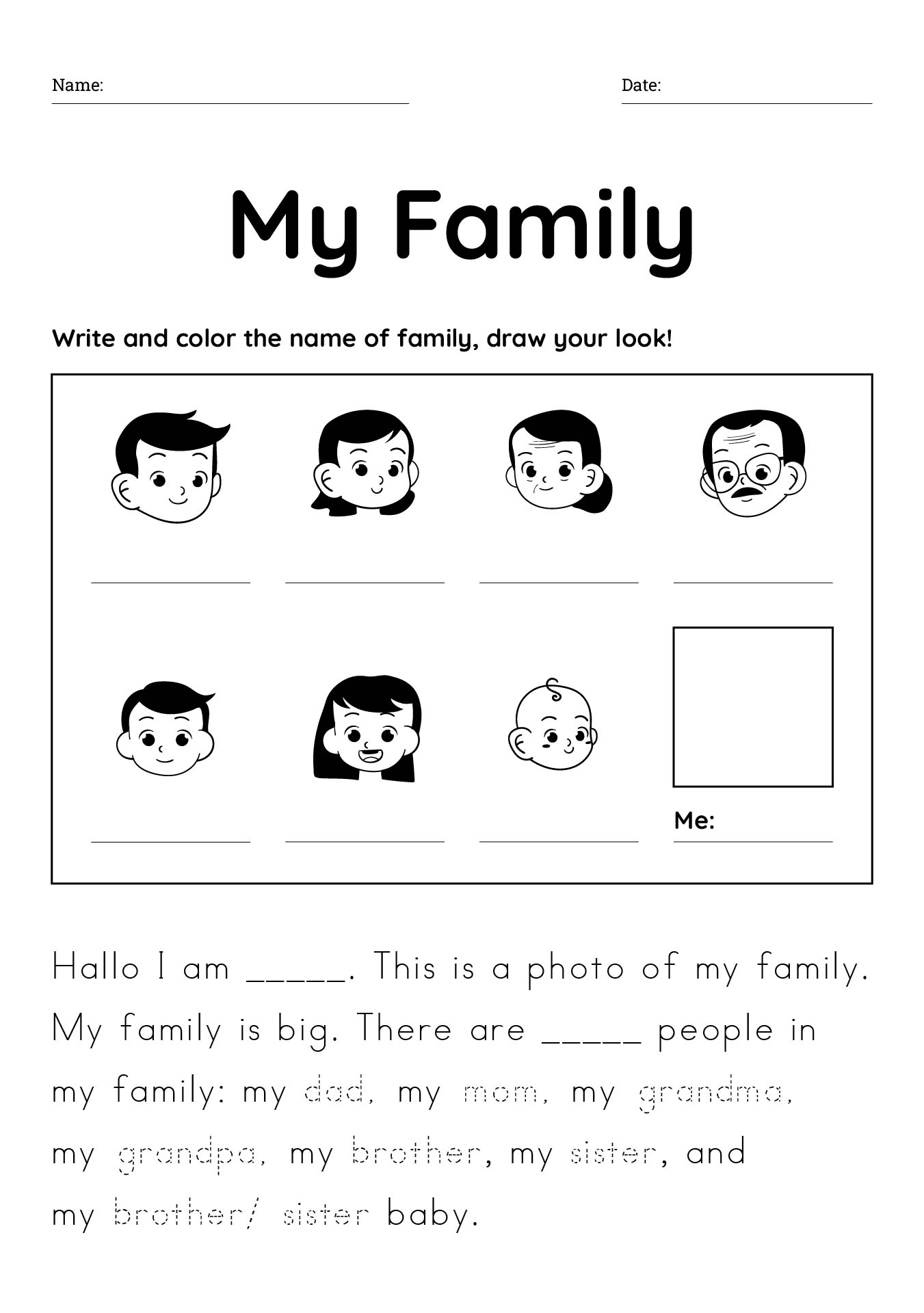 My Family Preschool Printables 