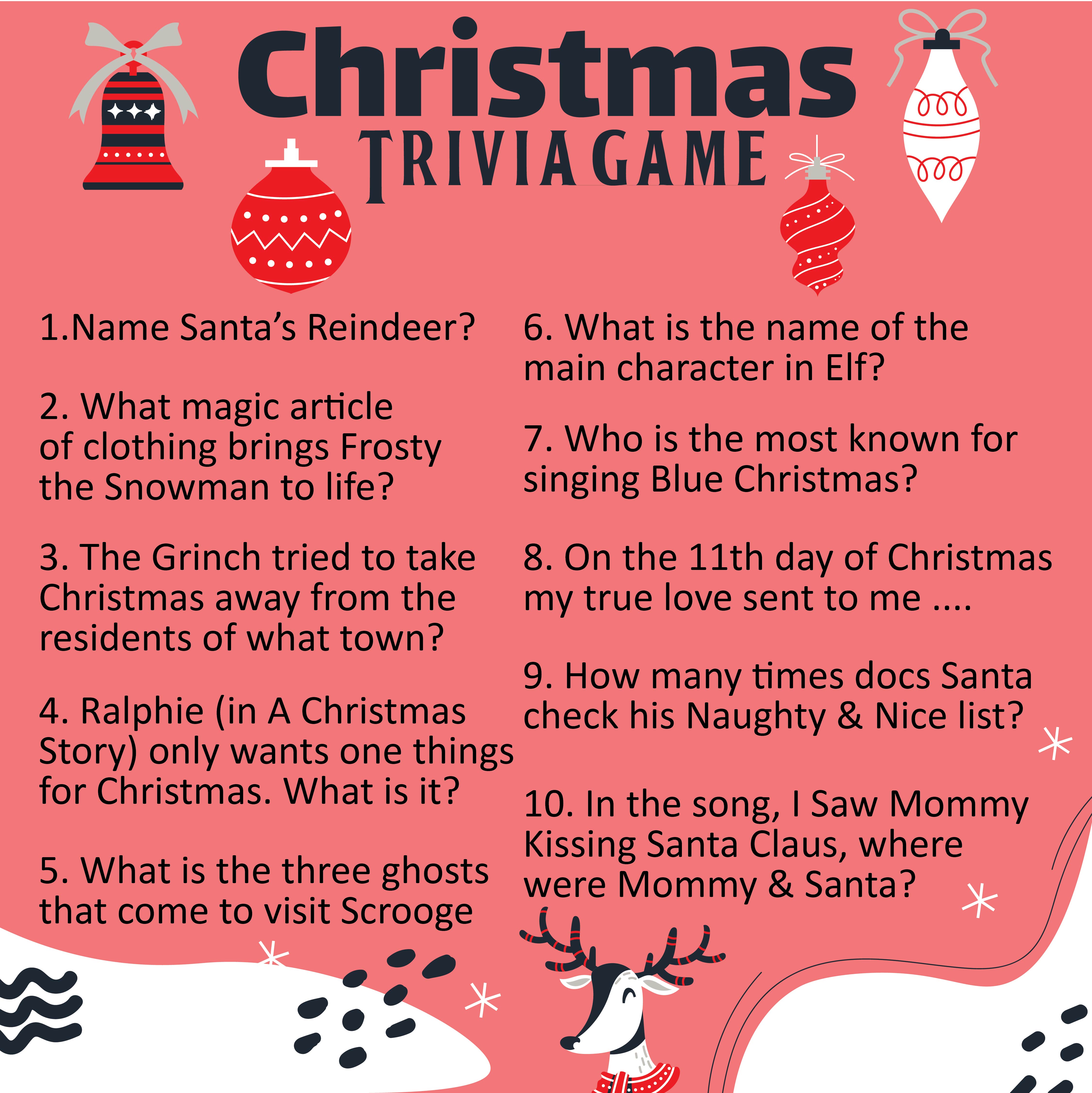 Printable Christmas Games and Trivia