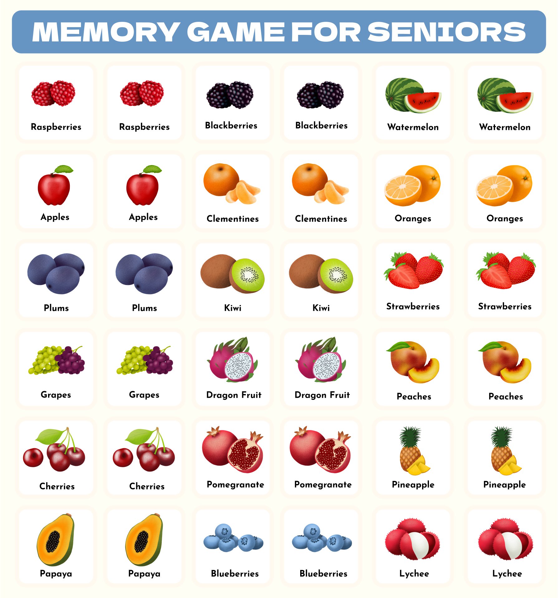 Printable Memory Game For Kids