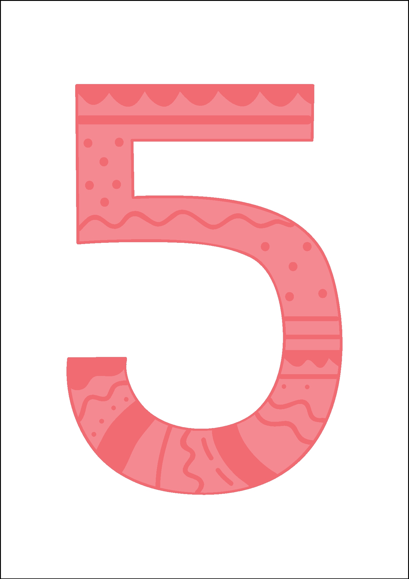 Number 5 Stencil Printable