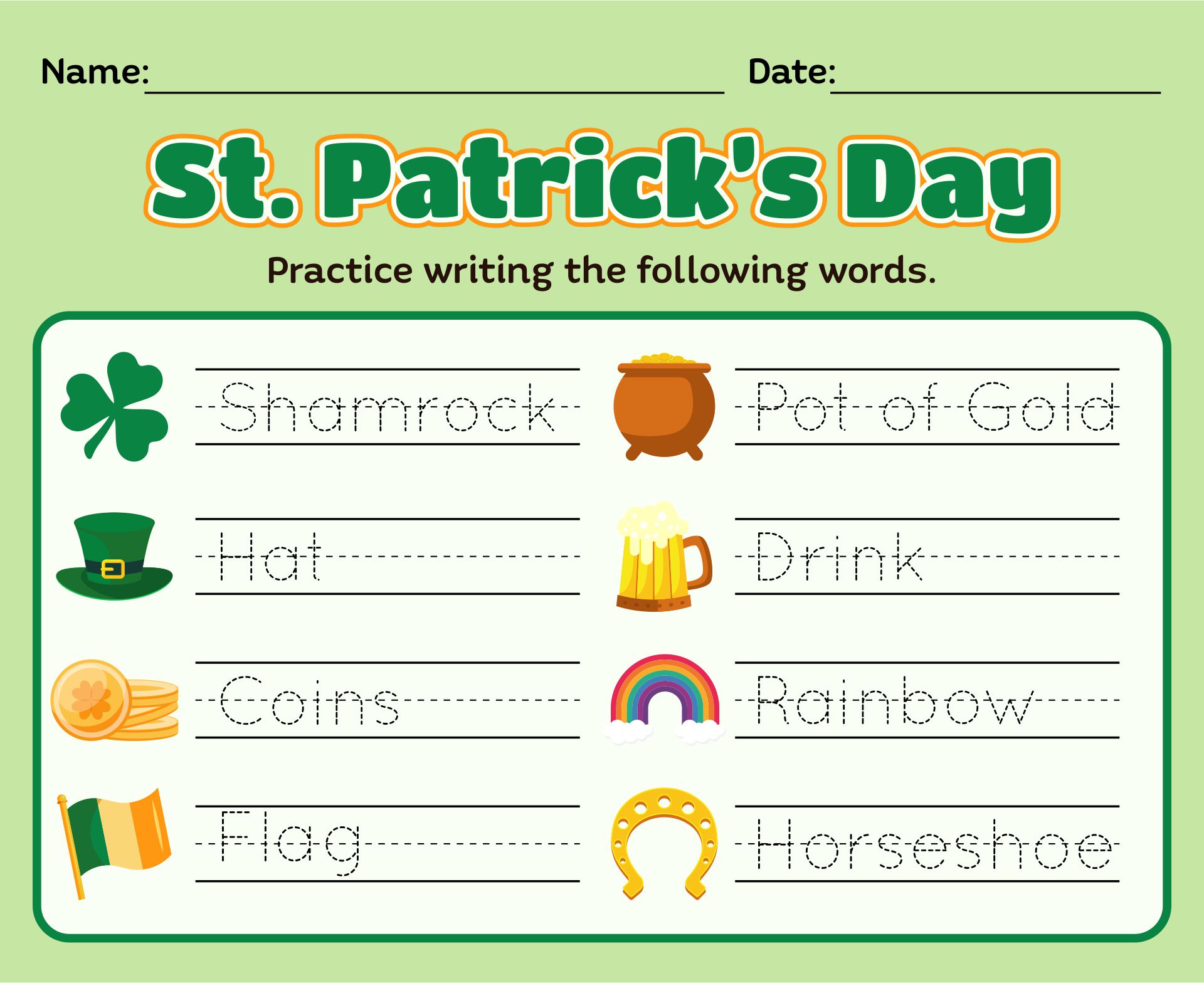 Saint Patricks Day Worksheets