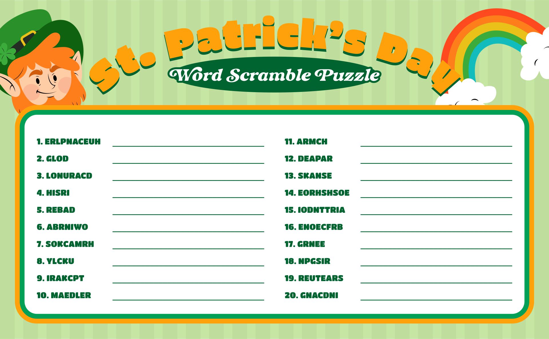 St Patricks Day Printable Activities