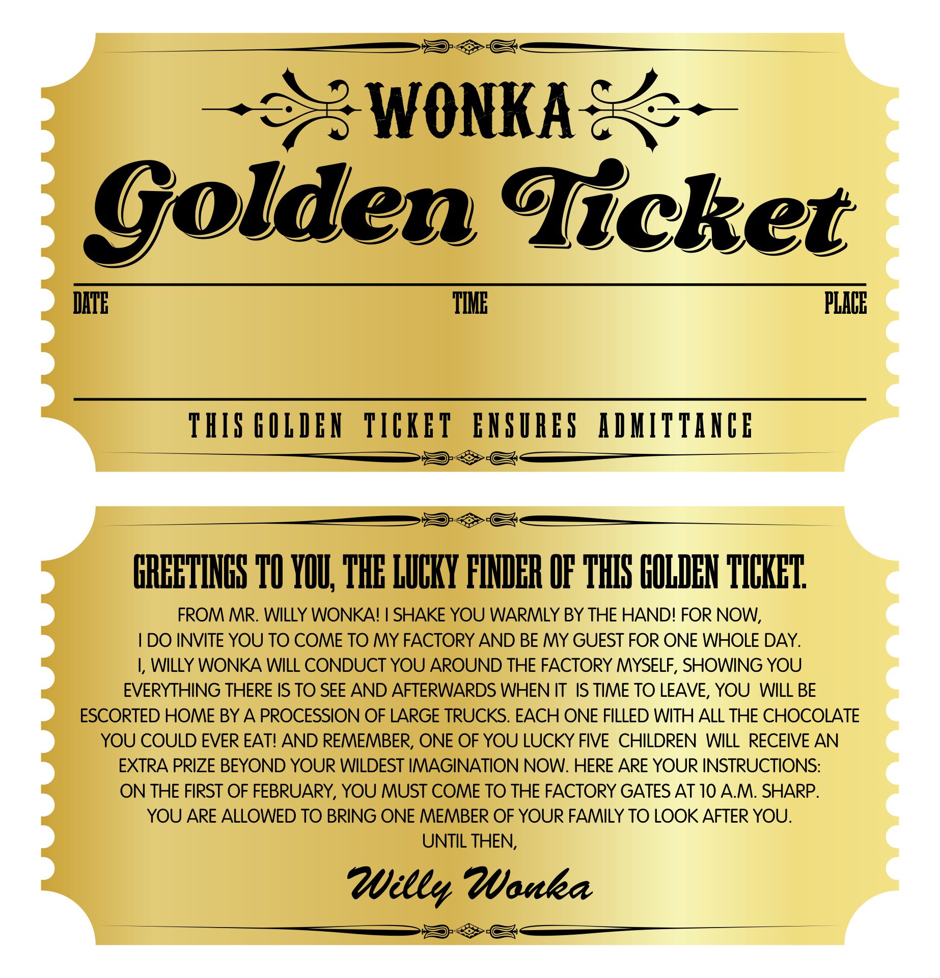 FREE Willy Wonka Golden Ticket Template Printable Role Play Lupon gov ph