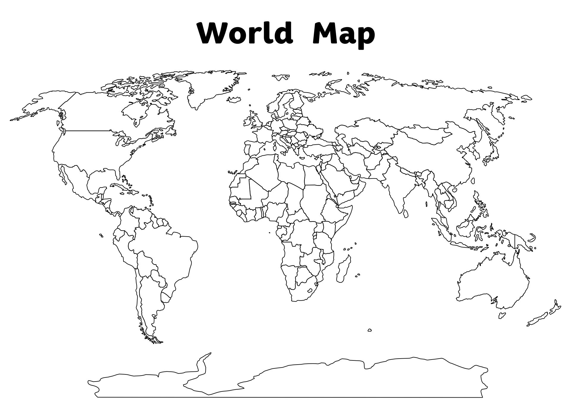 World Map with Countries without Labels