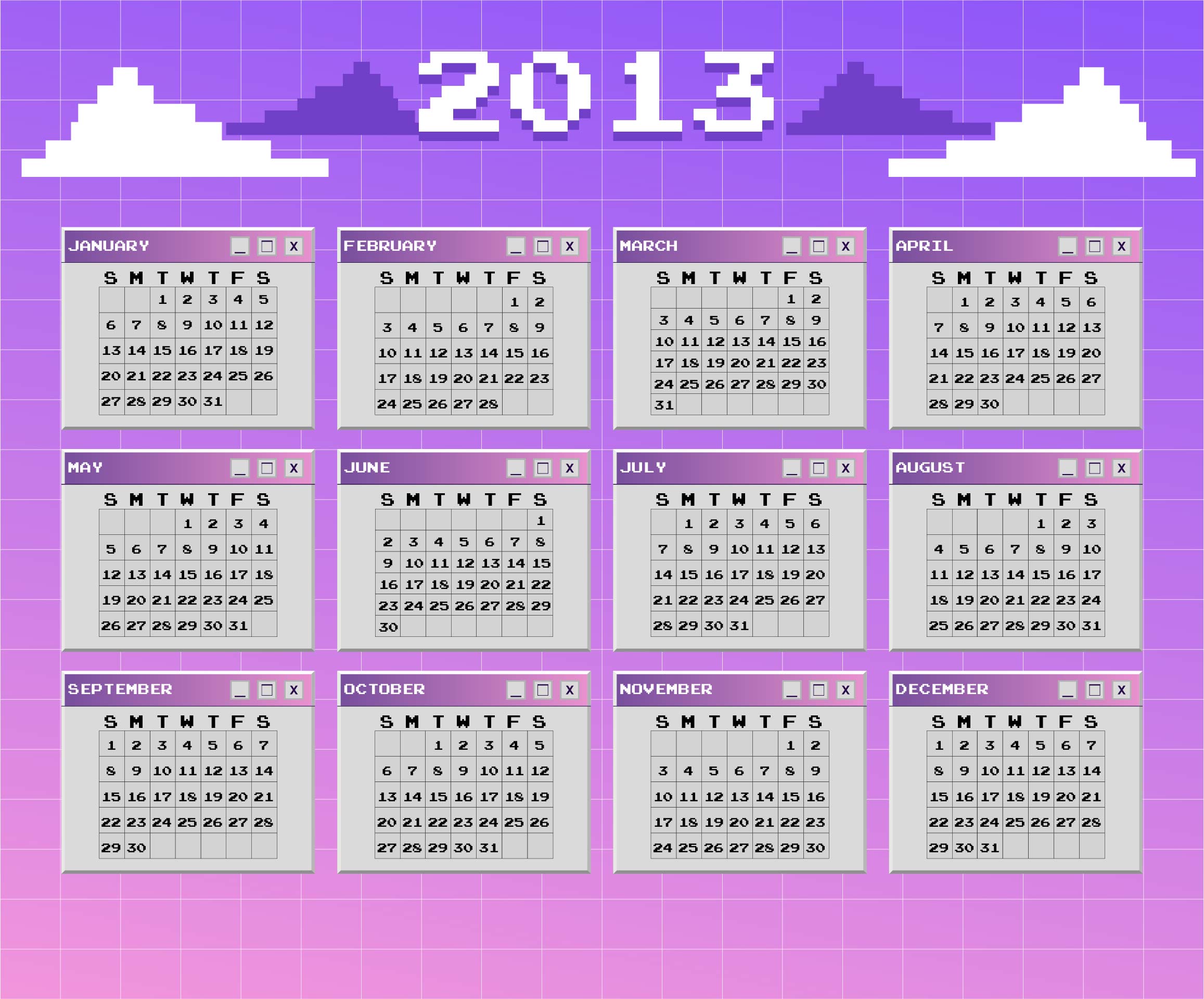 2013 Calendar Printable Free