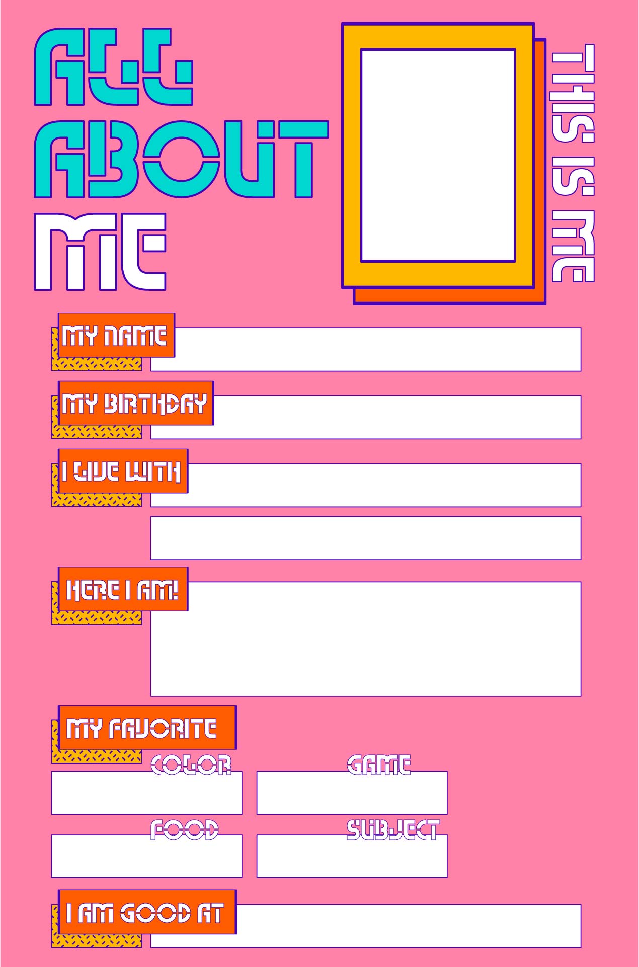 Student All About Me Printable