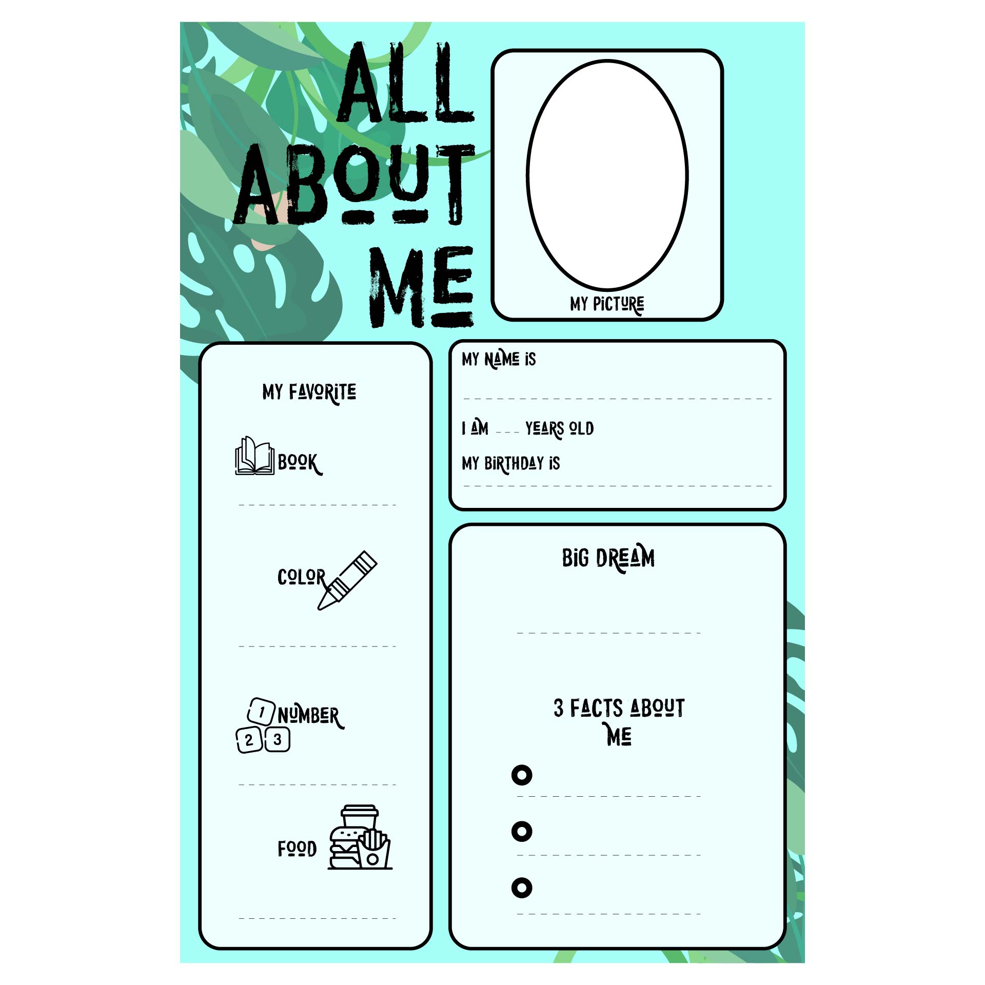 All About Me Student Profile Sheet