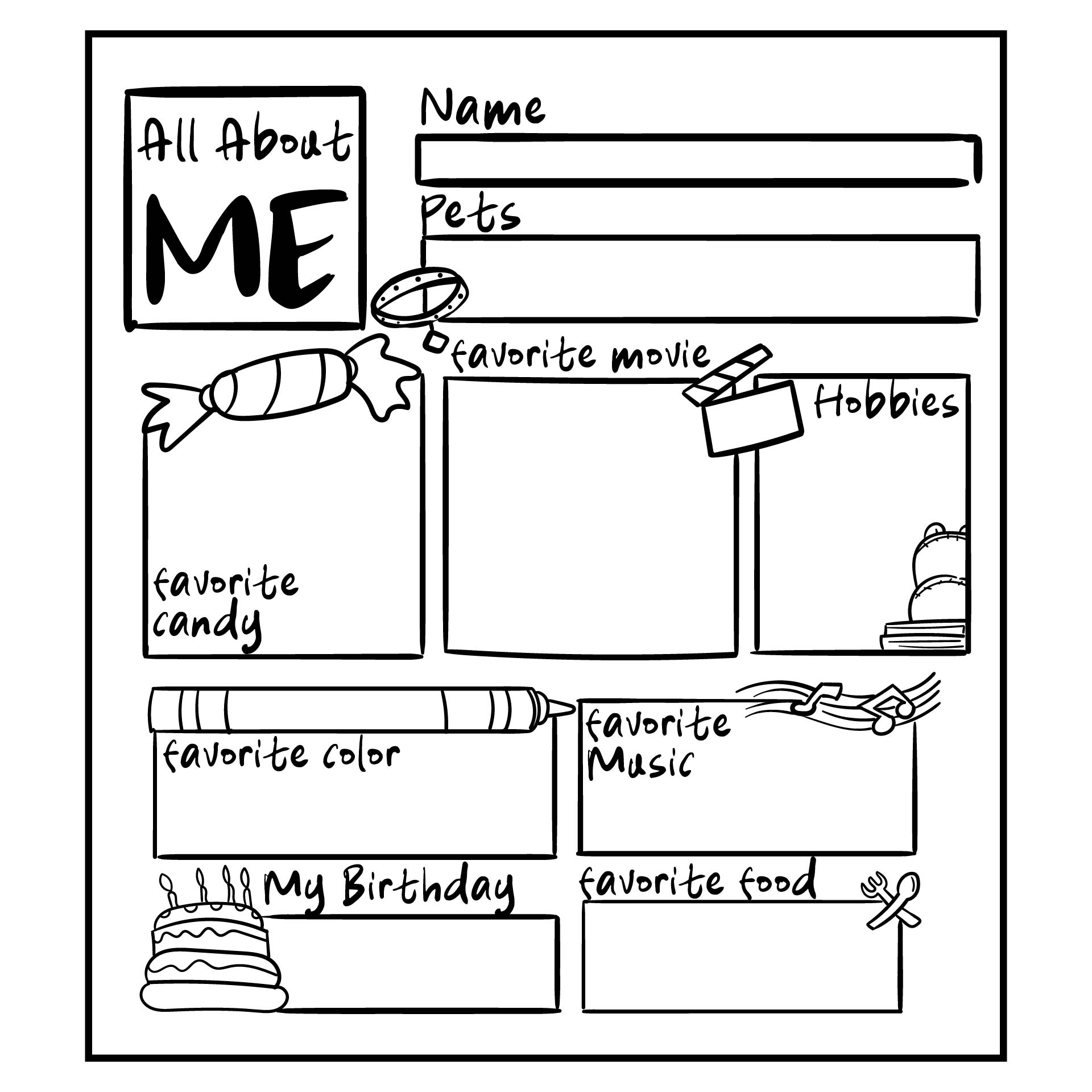 All About Me Template Worksheet