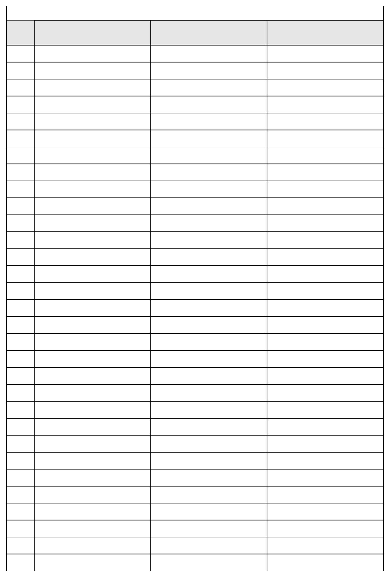 Blank 3 Column Spreadsheet Template