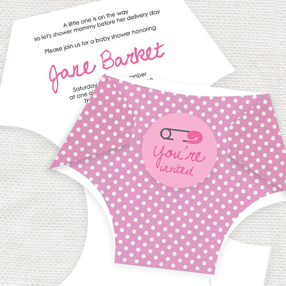 DIY Diaper Baby Shower Invitations Templates