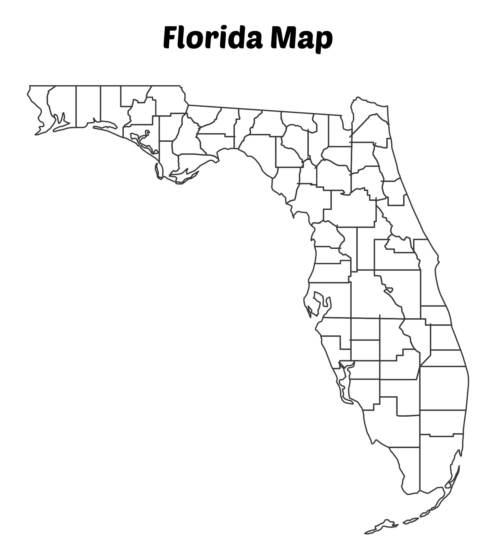 Florida State Map Outline Printable
