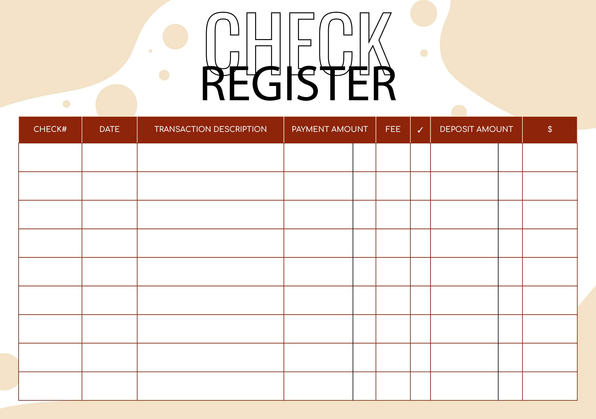  Printable Checkbook Register Templates