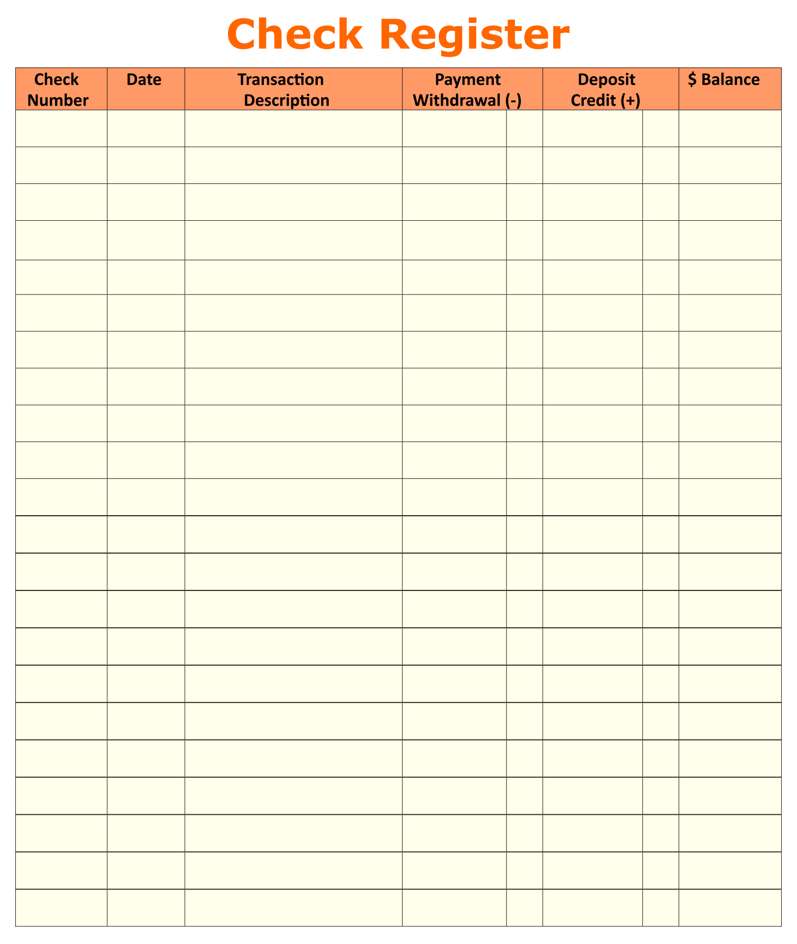 4 Best Free Printable Checkbook Register Templates