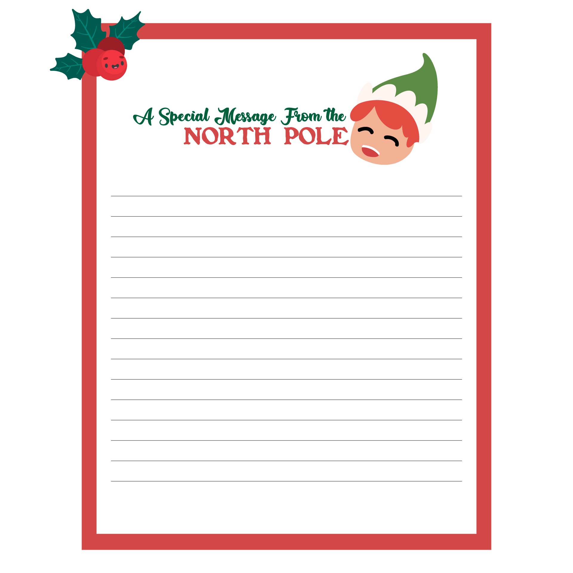 Printable Christmas Elf Stationary