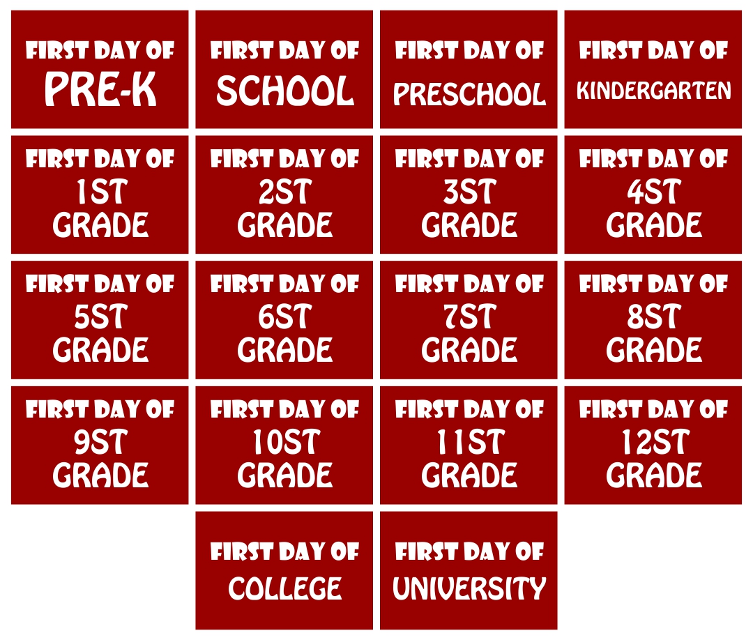 Printable First Day School Signs