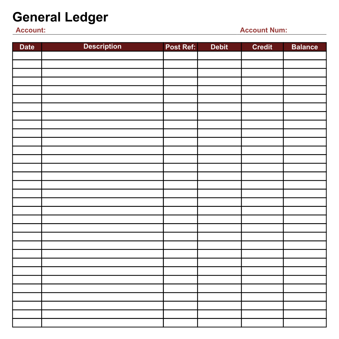 Financial Ledger Printable Ledger Template