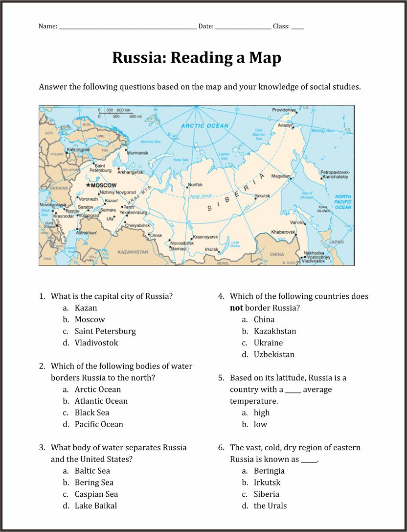 Geography Map Reading Worksheets